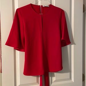 Zara red blouse with ribbon